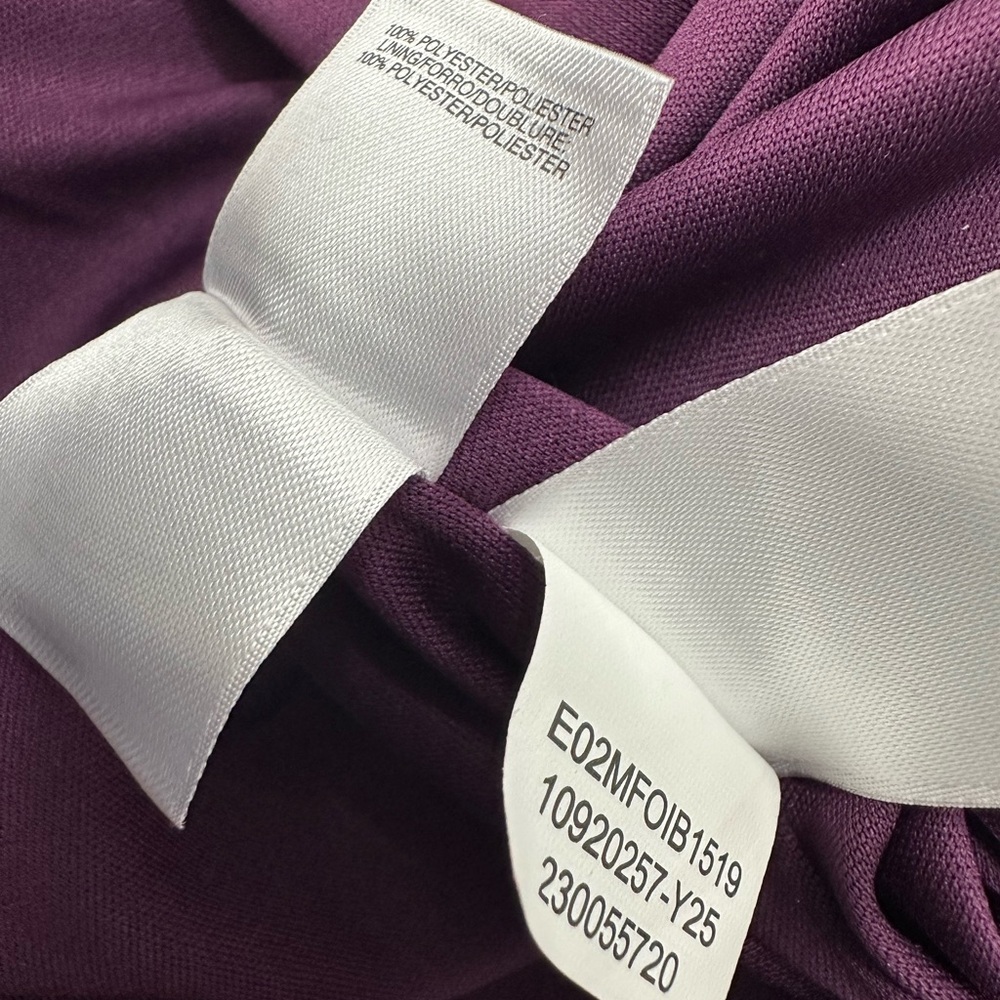 Anne Klein Iridescent Tiered Shift Dress Bow Tie Neck Party Cocktail Purple Bloo - Picture 14 of 15